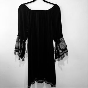 Ivy Jane black off shoulder tassel sleeve dress S